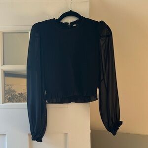 Wilfred Black Sheer Sleeve Top